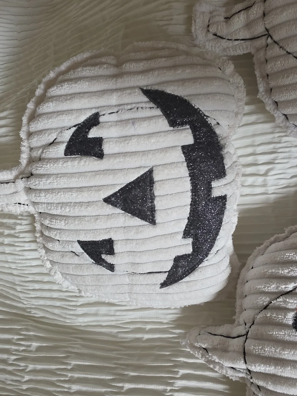 White Pumpkin Jack-O'-Lantern Throw Pillow Set - Seasonal Accent